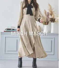 【美品】MISCH MASCH ボウタイドットワンピース ベージュ