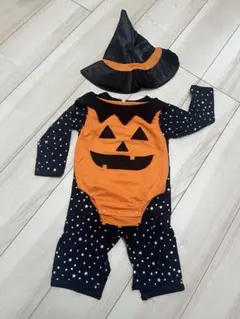 ハロウィン　かぼちゃ　ロンパース　3点セット　80cm
