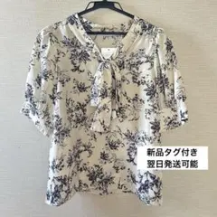 レディース ブラウス 花柄 半袖 Lサイズのサムネイル