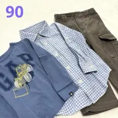 GAP長袖Tシャツとチェックシャツ コムサイズ カーゴパンツセット男の子90cm