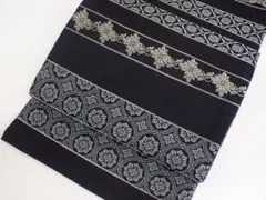未使用 正絹 両面全通袋帯 黒地 横段 31cm×452cm リバーシブル - メルカリ