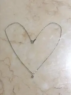 Pt900&850　一粒ダイヤネックレス（ボックスチェーン）