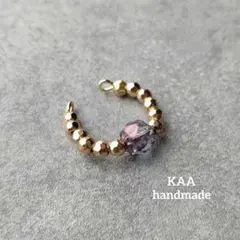 ハンドメイド ピンキーリング パープル チェコビーズ ゴールド