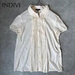 INDIVI｜インディヴィ｜プリーツデザイン 半袖 シャツ シアー 透け感 38のサムネイル