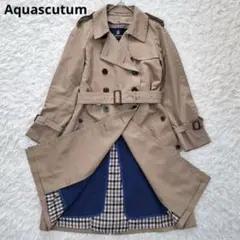 美品✨アクアスキュータム トレンチコート ライナー付 ベージュ×ブルー Mサイズ
