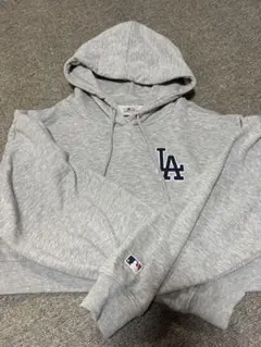 MLB ロサンゼルス・ドジャース 短丈ジップアップパーカー グレー L