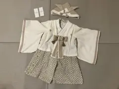 mocmof 袴ロンパース プレミアム 80cm &かぶれる兜Sセット ベージュ