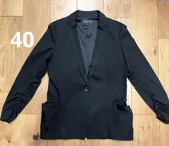 INDIVI インディヴィ　ジャケット　シャーリング　無地　黒　40