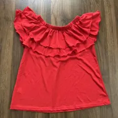 美品CECIL McBEE  フリル　ブラウス　オフショルダー　赤
