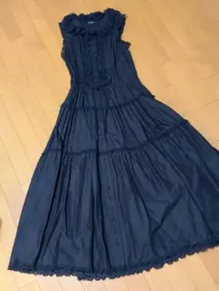 ピンクハウス　ノースリーブ　ローン　ロングワンピース ブラック