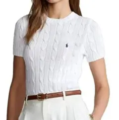 【新品正規品】POLO ラルフローレン ケーブルニット 半袖M ホワイト