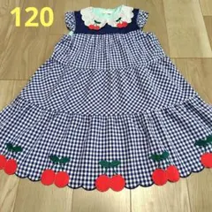 よ*こ様 洗濯のみ・ベイビーチアー　さくらんぼ　ワンピース（青）　120