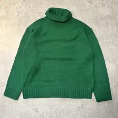 vintage グリーンタートルネックニットXLサイズ　GU