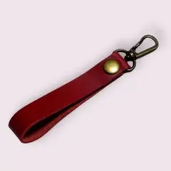キーリング　キーホルダー　レザー　ハンドメイド　赤　レッド　未使用