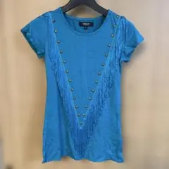 DRWCYS フリンジ スタッズ 半袖 Tシャツ ブルー サイズ1のサムネイル