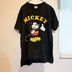 【希少】ミッキーマウス キャラクターTシャツ Delta製 ブラック 【M】