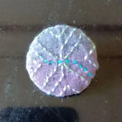 刺し子ブローチ パープル 重ね十字