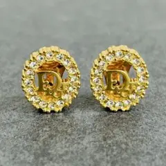 【美品】Christian Dior ラインストーン オーバルイヤリング