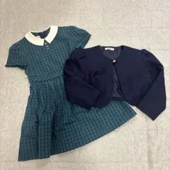 グリーンチェックフォーマルドレス＋ジャケット