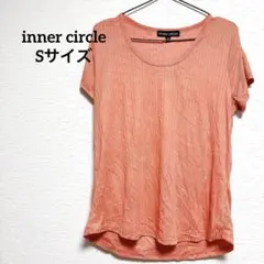 【S】 inner circle ストライプ Tシャツ オレンジ 半袖 シンプル