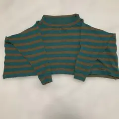 sunao kuwahara 青と茶色のストライプ ハイネックニット Mサイズ