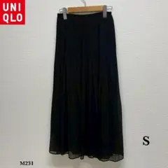 美品❗️UNIQLO『ユニクロ』シフォン スカート【S】ブラック 黒