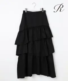 23区【R(アール)】リネンツイル スカート　黒