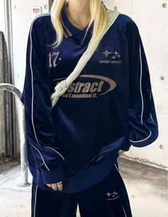 【美品】 sedacle ベロアユニフォーム デザイントップス ネイビー 長袖