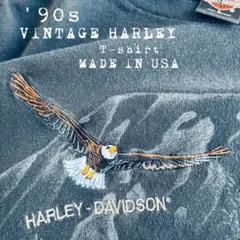 【孤高の眼光】90S VINTAGE HARLEY TEE刺繍EAGLE