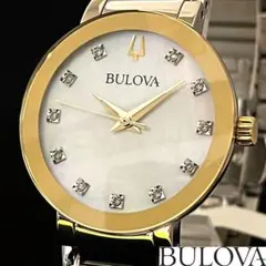BULOVA 稼働品 10K ダイヤ付き アンティークウォッチ レディース 