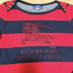 BURBERRY カットソー 赤×インディゴ 折返 ボーダー ホースマーク 長袖