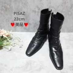美品　PISAZ　ピサ　ショートブーツ　ヒール　バックジップ　22cm　EEE