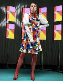 SHEIN ワンピース チュニックドレス プリント ジゴスリーブ レトロポップ