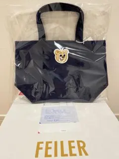 【新品】フェイラー　オールドテディ　ワッペントートバッグ　ネイビー　L