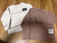 子ども服　ベージュ・ブラウン トレーナー 2点セット100cm