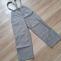 チェック柄サスペンダーサロペット