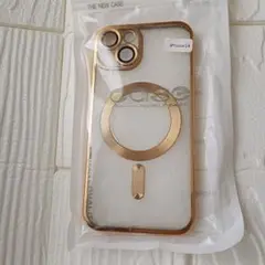 iPhone 14 対応ケース クリア ゴールド クール