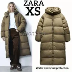新品　2024aw ZARA 撥水　耐風　ロングダウンコート　ダークオリーブ