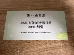 銀座山形屋　株主優待券　20%割引券