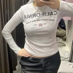 ZARA キッズ カリフォルニアプリント グレー クロップドTシャツ 164cm