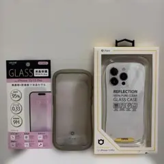 iFace iPhone15 Pro用ケース　ベージュ　ガラスフィルム セット