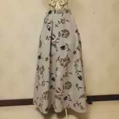 花柄フレアスカート グレーのサムネイル