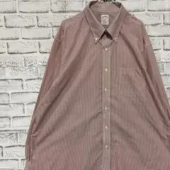ブルックスブラザーズ長袖シャツ！ストライプ　レッドXL 0421