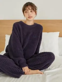 ジェラートピケ ベーシックパウダープルオーバー&ロングパンツセット ネイビー