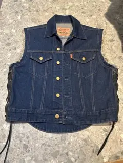 【値下げ済・BIGサイズ】KADOYA デニムベスト レースアップ 異素材 4L 値下げ済・BIGサイズ】KADOYA デニムベスト レースアップ 異素材