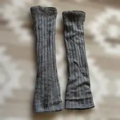 リブ編みレッグウォーマー グレー ブラック②