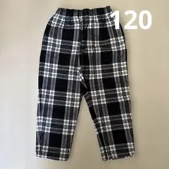 GU 120 キッズシェフパンツ　綿ネル　冬向き黒チェック