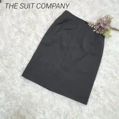 美品 スーツカンパニー タイトスカート ひざ丈 ウール混 スーツスカート グレー