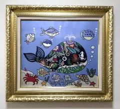 【F10号】ジミー大西（海）手描き/表裏サイン有り/油彩/絵画/高級額縁入りのサムネイル