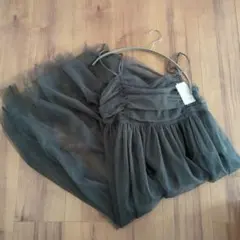 チュールワンピース L グレー キャミワンピース